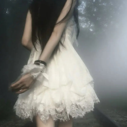 Gothic Retro Sweet Bud Mini Dress Women Harajuku Y2k Strap Dress Y2K Aesthetic Club Party Fashion Outfits