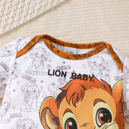0-18 Month old Baby Boy Set Cartoon Lion Print Top, Pants, Hat Three Piece Set, Newborn Baby Boy Summer Fashion Set