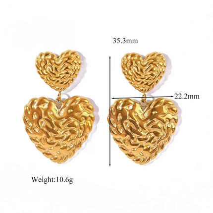 Fashionable elegant waterproof stainless steel bow heart-shaped pendant women's earrings jewelry party wedding 2025 new item