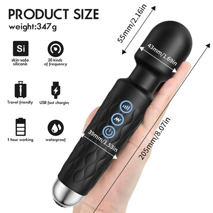 Adult Sex Toy Vibrator Wand for Women Clitoral Nipple Stimulator with 8 Speed 20 Vibration Modes Female G Spot Masturbation Wand