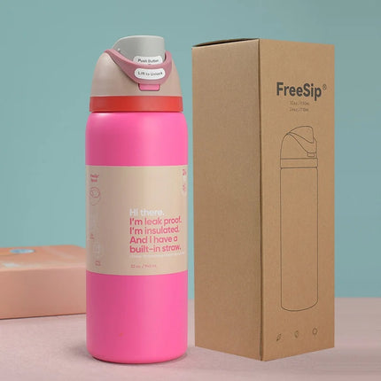 New Iced Bottle Water Bottle Stainless Steel Thermos Cup Cold Straw Iced Coffee Mug Sports Kidsren's Water Cup 24Oz