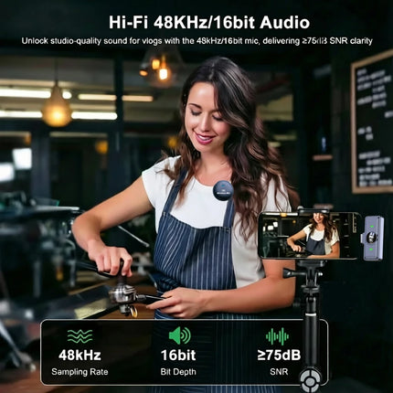 KEBIDU Wireless Lavalier Microphone Double Noise Reduction HiFi Sound 1 to 2 Mini Magnetic Mic For Video Recorde Live Streaming