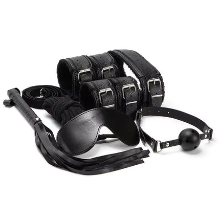 7 pieces/set of black soft PU restrained exotic slave toys suitable for women adult games restrained handcuffs sex whips