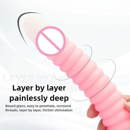 Gradient Pink Anal Plug Massager With Threaded Suction Cup Rear Multi-size Unisex Extra Long Anal Plug Adult Erotic Sex Toys