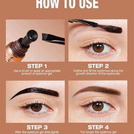 Semi-Permanent Tattoo Peel Off Eyebrow Gel Tint Cosmetics Waterproof Transfer-Proof Eyebrow Cream for Fuller Looking Brows