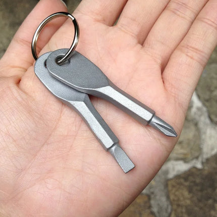 New Portable Screwdriver Outdoor EDC Key Chain Portable Multifunctional Flat Head Screwdriver Cross Key Ring Wholesale