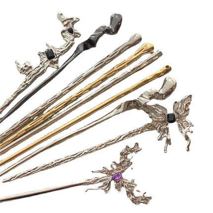 Fashion Butterfly Hair Sticks for Women Metal Hair Clip Pins Minimalist Irregualr Girls Hairpins Hair Bun Maker Headwear