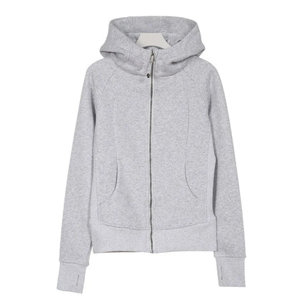 Lulu Original Label Scuba Autumn Winter Slim Fit Fleece Lined Open Cardigan Full Zip Hoodie Casual Long Sleeve Sweatshirt