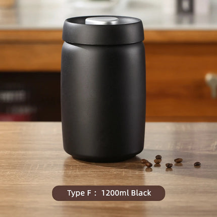 Coffee Sealed Can Stainless Steel Manual Vacuum Storage Container Jar Canister for Coffee Beans Outdoor Camping Kitchen Barista