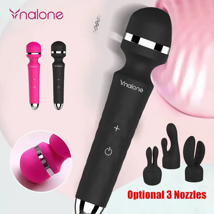 Nalone Powerful Vibrator Optional 3 Nozzles USB Recharge Magic Wand AV Vibrator Massager Vibration Dildo Adult 18+ Women Sex Toy