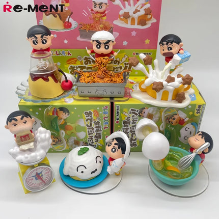 RE-MENT Crayon Shin-Chan Helps With Cooking Series Blind Box A Complete Set Of Miniature Scene Figures Trendy Toys Desktop Gifts