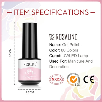 ROSALIND Shiny Gel Nail Polish Soak Off Gel Varnishes Nail Art Semi Permanent UV Glitter Nail Gel Polish Base Top Coat Enamel