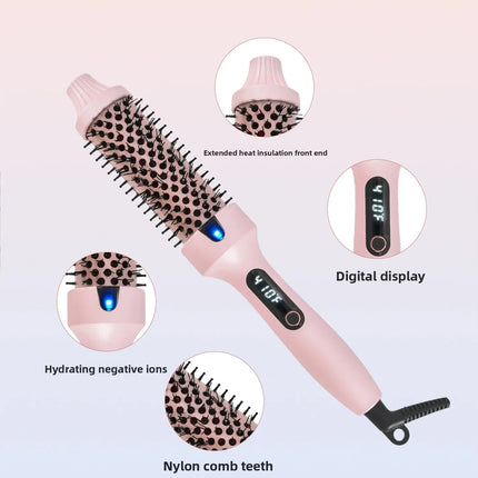 2 in 1 Electric Heat Straightening And Curling Comb Hair Styling Tool Multi Functional 38Mm Brush for Salon Household use