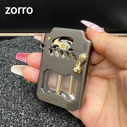 2026 Zorro Fuel Lighter New Creative Metal Windproof Cigarette Lighter Transparent Super Large Capacity High-end Men's Gift