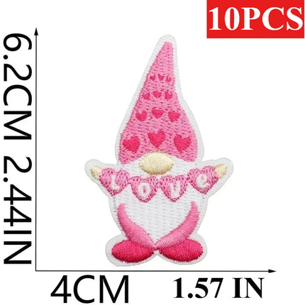 10PCS Wholesale Pink Car Shape Embroidery Pink Love Style Patches DIY Cloth for Hats/T-shirt/Jeans Girls Kids Valentine Iron on