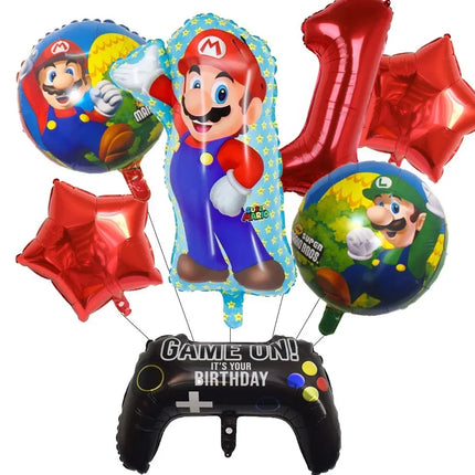 Cartoon Super Mary Balloon Set Mario Luigi Game Themed Birthday Party Decoration  Peach Princess Aluminum Film Balloon Kids Gift