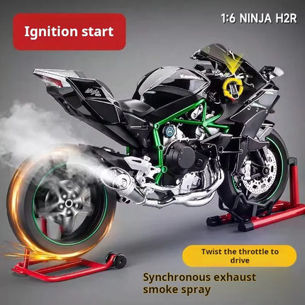 1:6 Kawasaki H2R Motorcycle Diecast Model, Spray Simulation Sound & Light, Fast And Furious Collectible Toy Car,  Mans Gift