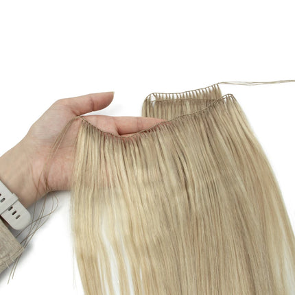 Invisible Feather Hair Extensions Human Hair Feather Tip Hair Bundles Natural Sew In Microring Hair Weft 50cm 120 strands