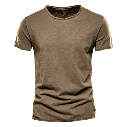 Brand Quality 100% Cotton Men's T-shirt V-neck Fashion Design Slim Fit Solid T-shirts Male Tops Tees Short Sleeve T-Shirt For Men