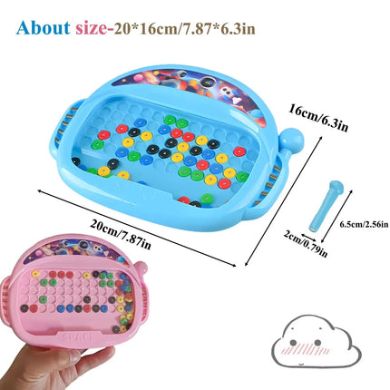 1 PCS Children's Magnetic Colorful Doodle Board with Pen & Beads Drawing Board Toy Sensory Educational Boy Girl Montessori Gift