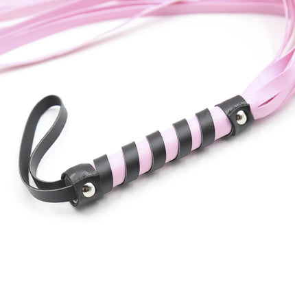 Pink Leather Flogger BDSM Bondage Whip Spanking Slapper for Women Men Adult Games Sex Toy Fetish Role Play Discipline Gear