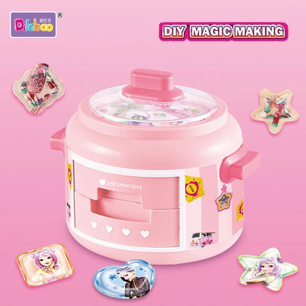 24Pcs 3D Magic DIY Sticker Machine Rice cooker Creative Children's Handmade Gift Box Set Hand-Made Toys for Girls Kids Craft kit