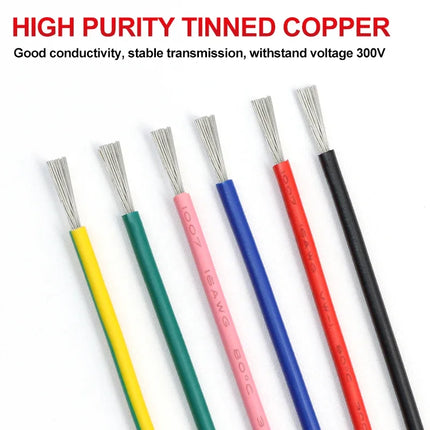 2/5m UL1007 Electronic Wires AWG 30 28 26 24 22 20 18 16 DIY LED Lamp Lighting Wire Line 300V PVC Insulated Tinned Copper Cable