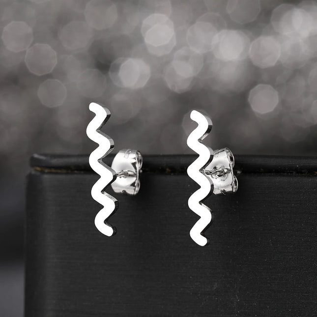 Stainless Steel Earrings 2022 Trend Simple Wave Charms Luxury Fashion Stud Earrings For Women Jewelry Party Friends Kpop Gifts