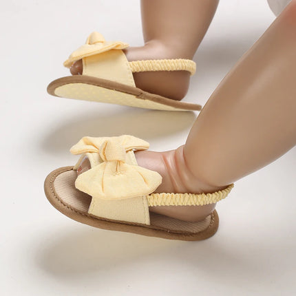 VALEN SINA  Newborn Baby Shoes Yellow Baby Girl Shoes Girl Classic Bowknot Sole Anti-slip PU Shoes First Walker Toddler Shoes
