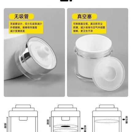 15/30/50ml Cosmetics Empty Airless Pump Jar Refillable Acrylic Cream Vacuum Bottle Portable Size Container of Makeup for Lotion