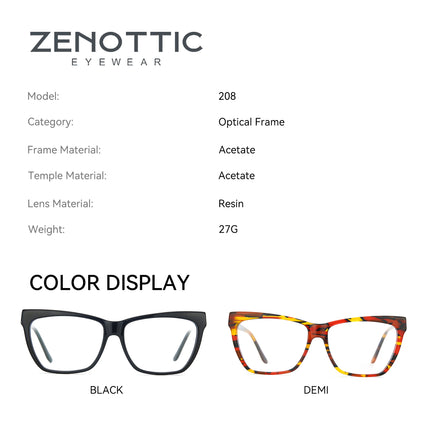 ZENOTTIC (L Size) New Arrivals Square Progressive Prescription Eyewear Woman Men Myopia Glasses Acetate Optical Eyeglasses