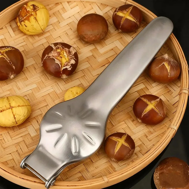 High - Quality Stainless Steel Two - in - One Chestnut Machine Kitchen Tool with Dry Bottle Opener Sheath and Cutter Function