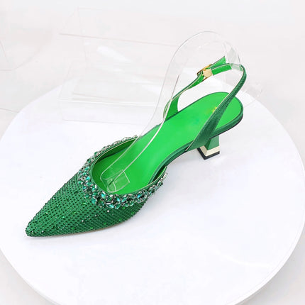 Insightlink Lady High Heels Crystals Shoes and Bag Set Rhinestone Handbag with Sandals for Wedding Gems Clutch Purse with Shoes