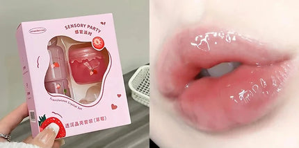 Moisturizing Lip Balm Set Blueberry Peach Light Hydrating Lip Gloss Relieve Dryness and Remove Dead Skin Soothing Tender Lips