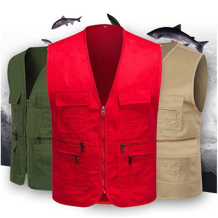Men's Multi Pocket Tank Top Summer Men American Tactical Hiking Fishing Photography Director Mesh Sleeveless Outdoor Jacket Vest