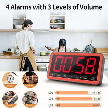 VOCOO Rechargeable Larger LED Digital Kitchen Timer Portable Magnetic Countdown Timer Cooking Timer For Classroom Kitchen