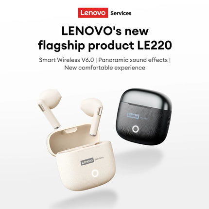 New Lenovo LE220 TWS Bluetooth 6.0 Leather Earphones Ultra-low Latency Wireless In Ear Headphones ENC Noise Reduction Earbuds