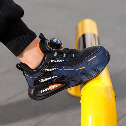 Children Sports Shoes New Rotating Buckle Winter Plush Warm Walking Shoes Boys Non Slip Lightweight Outdoor Running Tennis Shoes