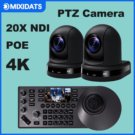 4K NDI PTZ Camera 1-10pcs 20X Zoom Video Conference Camera for Church Business Meeting Optional 1 controller keyboard kit