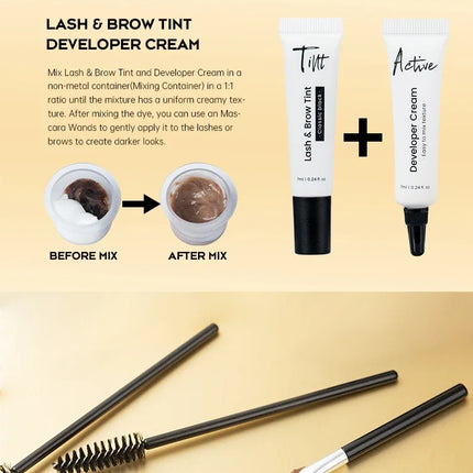 Gollee Eyebrow Tint Set 6ml Natural Classic Black Eyelash Brow Tint Kit Semi Permanent Lasting Brow Lash Tint Waterproof Set