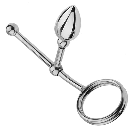 Removable Anal Butt Plug with Adjustable Penis Ring Metal Sexy Detachable Anal Plug Steel Single Double Ball Adult Toys for Men