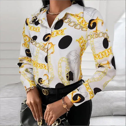 2026 Summer New Women's Long-sleeved Shirt, Single-breasted Printed Shirts Fashion Casual Tops Camisa Female Chemise S-XXL