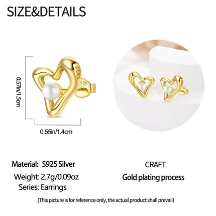 925 Sterling Silver Gold Pearl Hoop Earrings Pave Large Circular Shape Earring Gift for Women Jewelry Anniversary Wedding