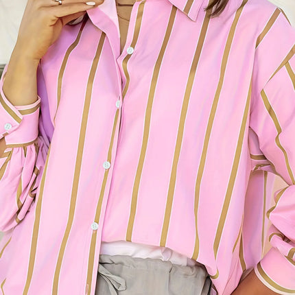 Pink Women's plus size shirt summer chic elegant shirt casual women's fashionable shirt Pink