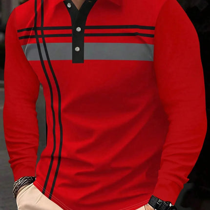 The 2025 Spring and Autumn new men's POLO skin-friendly soft shirt is a casual and fashionable men's wear with striped prints