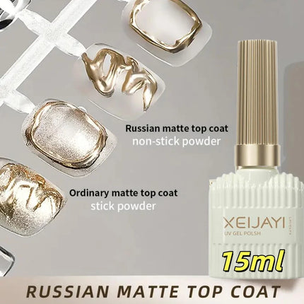 XEIJAYI 1pc 15ml 0.51oz Russian Matte Rubber Top Coat Gel Polish Seal Neon Art Design Matte Base Coat Gel Popular Manicure Gel *