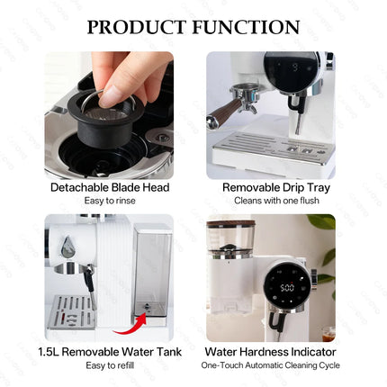 CAFOVO E121 15 Bar 58mm Semi-Automatic Espresso Machine with Grinder With 30-Step Grinder Cold Brew Coffee Maker for Home Cafe