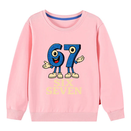 67 Six Seven Funny Digital Graphic Kids Sweatshirt 3-12Years Children's Hoodie Boys Casual Long Sleeve Tshirt Girls Cute Tops