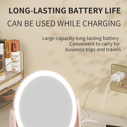 LED Makeup Mirror, Portable Flip Lighted Vanity Mirror with Touch Dimming, 3X Magnifier and Rechargeable Design for Desk