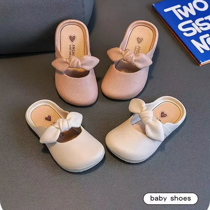 Children Slippers Children's Cute Bao Toe Shoes Wear Flat House Bow-tie Shoes Girls Shoes Slippers Kids House Slippers